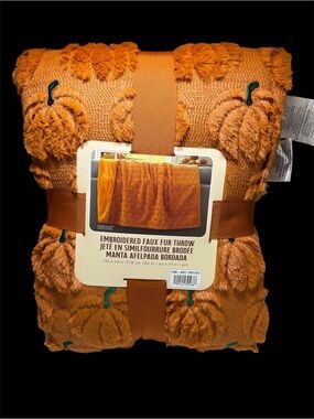 Northwest Orange Embroidered Pumpkin Throw